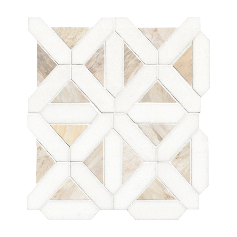Auralie Geometric 12 in. x 12 in. Polished Marble Mosaic Floor and Wall Tile