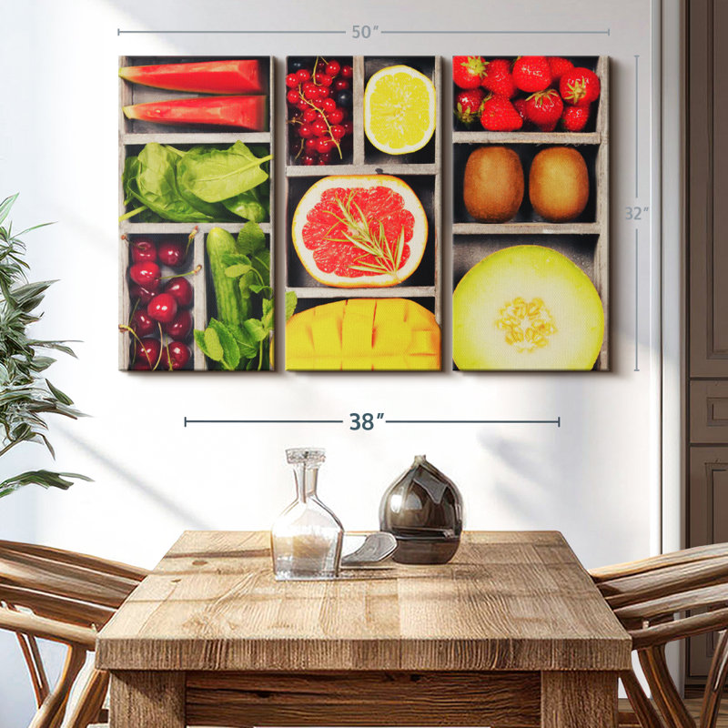 Légumes et fruits, impression sur toile Bento, H 32 po x l 50 po