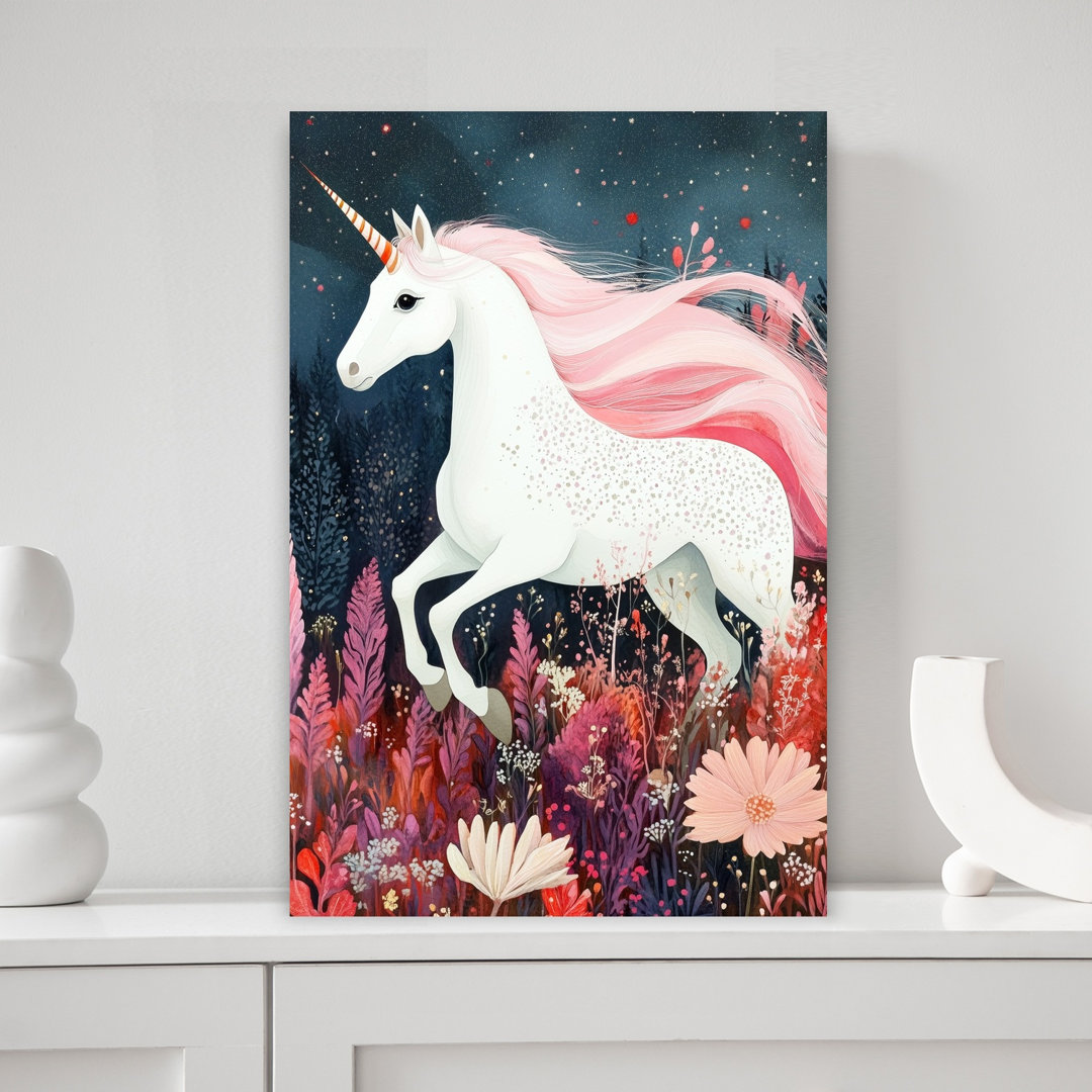 Enchanted Forest Unicorn Ethereal Vibrant Whimsical Animal Forest Wall Art Print