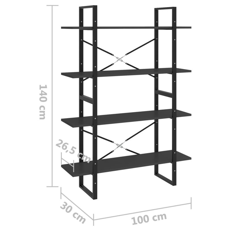 Bibliothèque Canne en bois d'ingénierie, Chêne sonoma, (4 tablettes) H 55,1 po x l 31,5 po x P 11,8 po