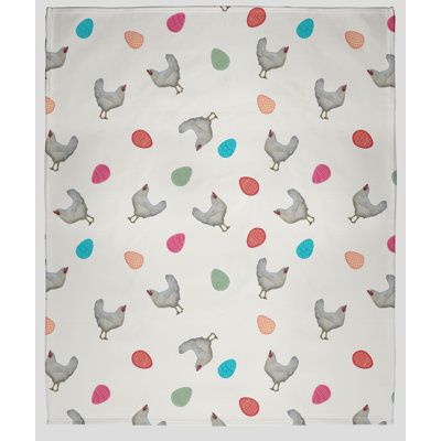 Bianco Chickens and Eggs Blanket