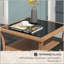 Table d'appoint en rotin, table de bout d'extérieur avec tablette de rangement, cadre carré en aluminium, table basse avec plateau en verre trempé