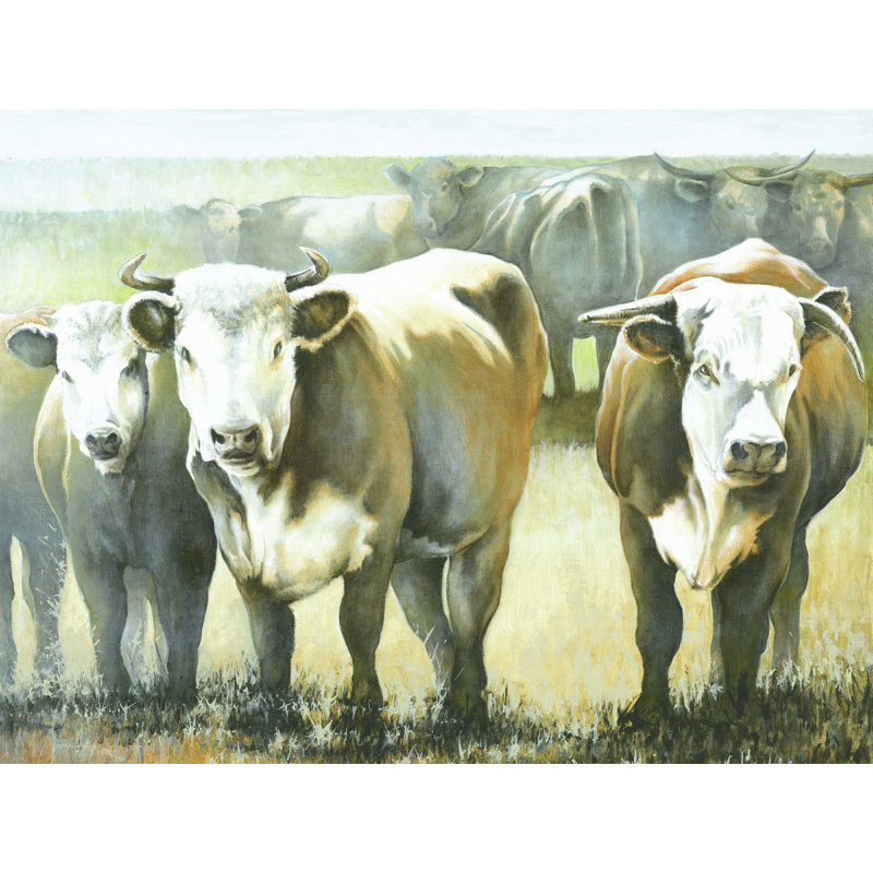 Bulls in The Field, H 12 po x l 16 po x P 1,25 po