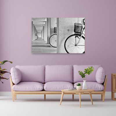 Impression d'art mural urbain minimaliste, architecture de minimaliste géométrique, vélos
