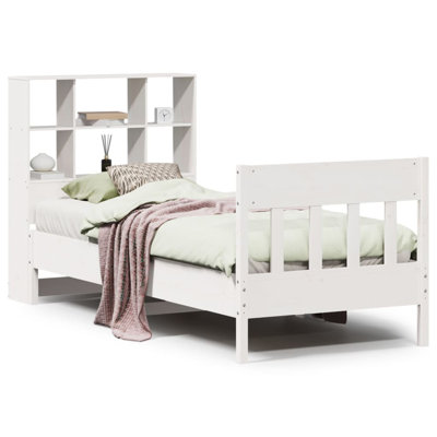 Bed Frame Without Mattress White Single Solid Wood Pine