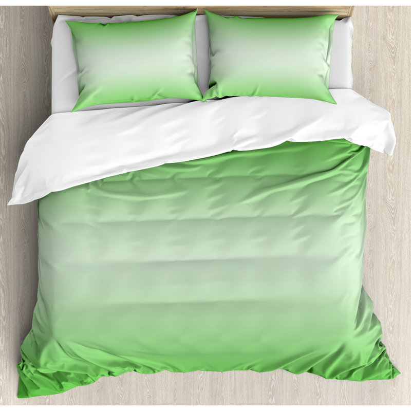 Ombre Modern & Contemporary Polyester Ombre Duvet Cover, King Duvet Cover + 2 Shams, Green Grass