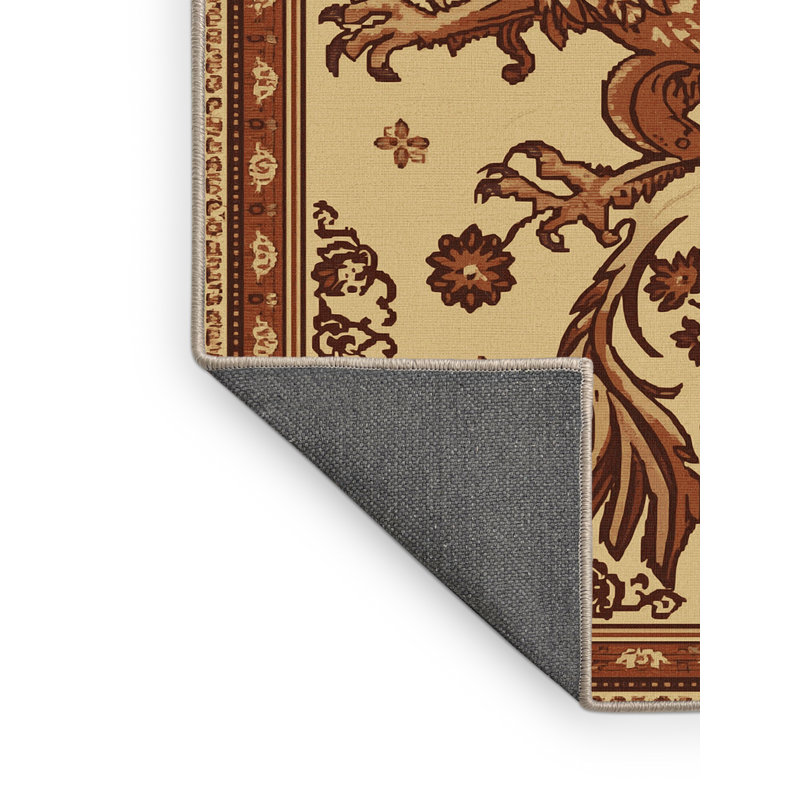 Tapis oriental doux et moelleux à motif oriental griffonné Nailwell Griffin, 6 X 9