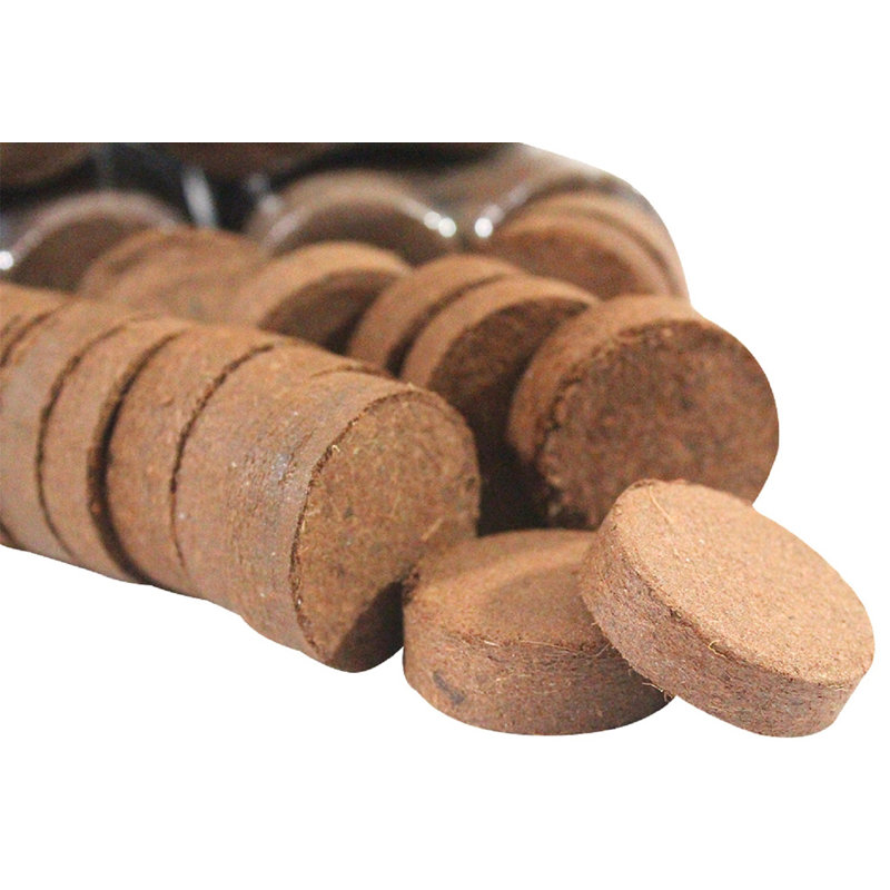 Compact Tan Coco Coir Seed Starter Pellets, 0.8 Inches, 180-Pack