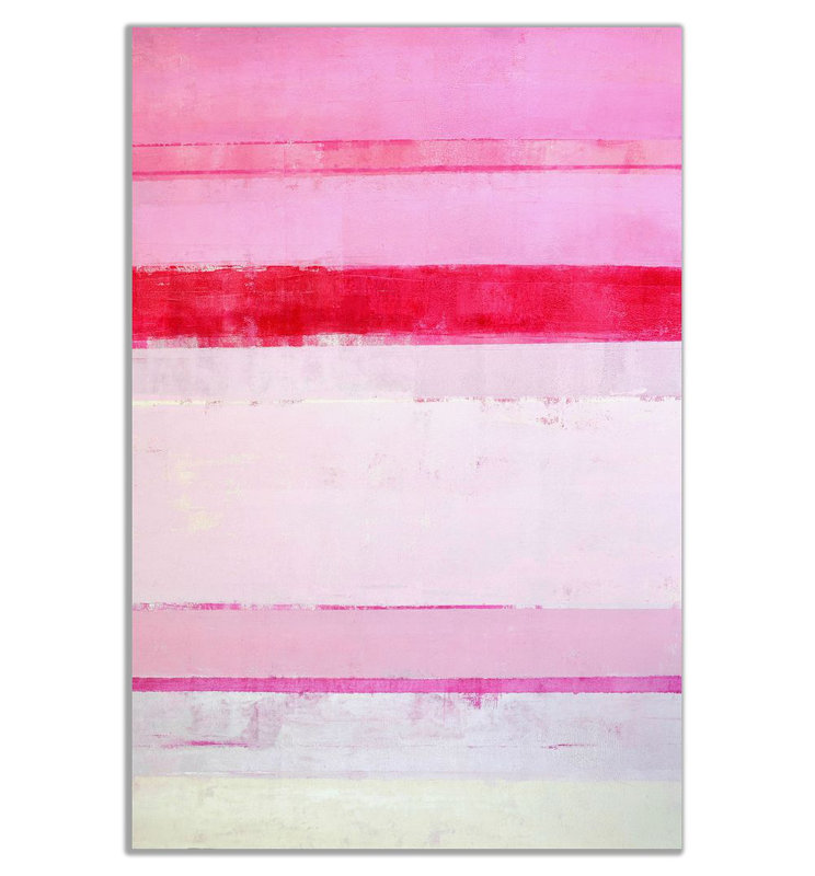 Pink Abstract Stripes - Wrapped Canvas Painting, 31cm H x 20cm W