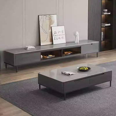 Solid wood simple TV cabinet tea table combination