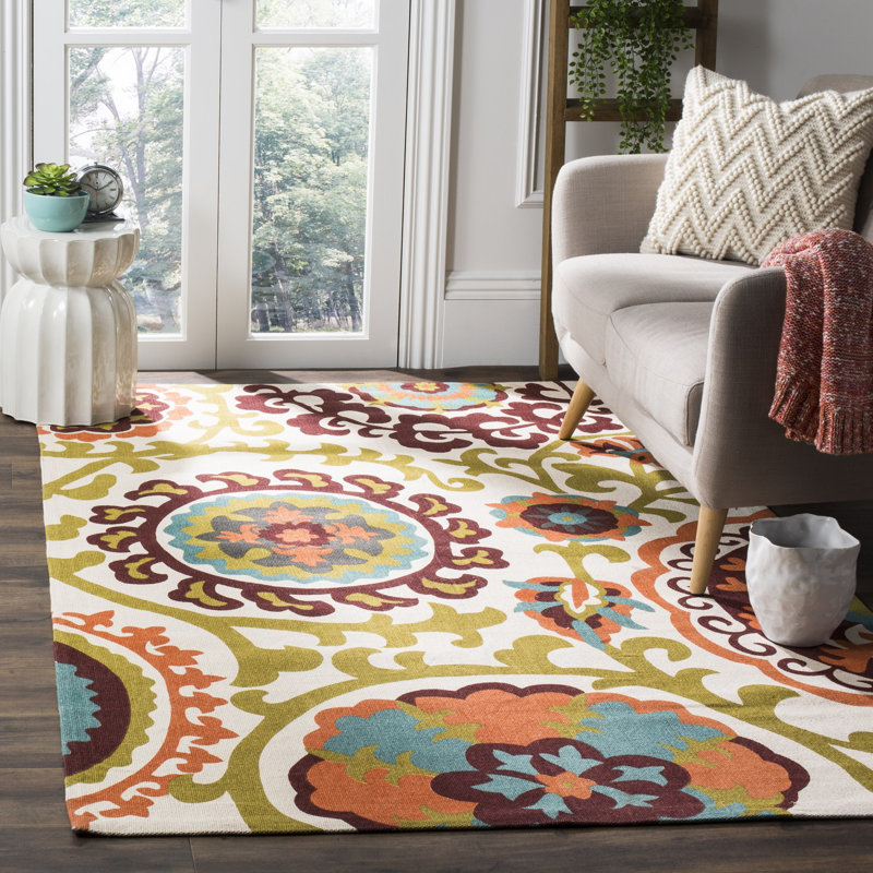 Tapis en coton tissé à la main Wilburg, Rond 5 pi