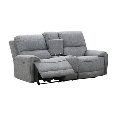 73" W Contemporary Power Loveseat W/ Console, Gray
