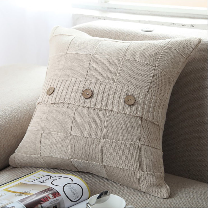 (Housse seulement) Paquet de 1 housse de coussin 100% coton, Crème, crème