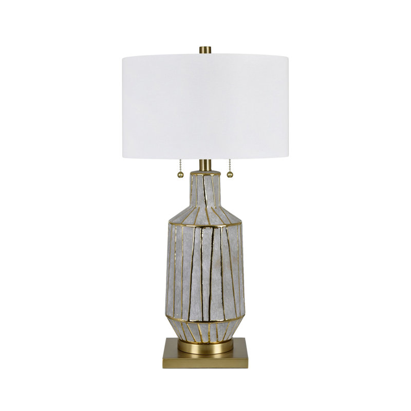 Lampe de table 32,75 "en céramique avec abat-jour en lin