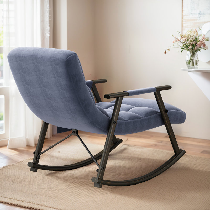 Chaise berçante en métal Davana, Bleu