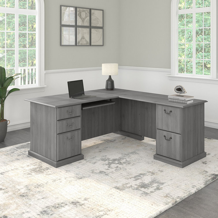 Raker Reversible L-Shape Computer Desk with Drawers
