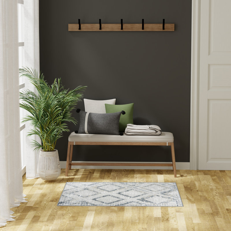 Leuchte 2' x 4' Grey Navy Modern Indoor Rug, Runner 2' x 4'