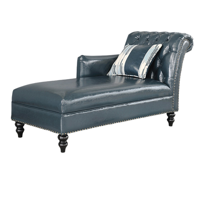 Chaise longue rembourrée Tidus, Accoudoir à droite (vu de face), Bleu