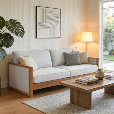 Modern Three-Seater Sofa with Chenille Upholstery for Comfortable and Stylish Living Room Seating