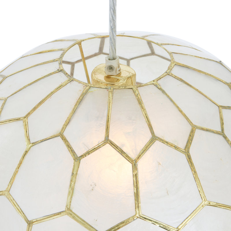 Luminaire suspendu sphère fabriqué à la main 1 lumière Abbington, H 13 po x l 14 po x P 14 po, Or