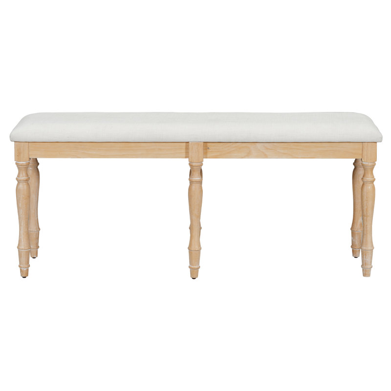 Banc de salle à manger, 50,4 pouces, 6 pieds en bois massif, capacité de 330 lb, banc à finition usée avec charme rétro, poids aspect naturel