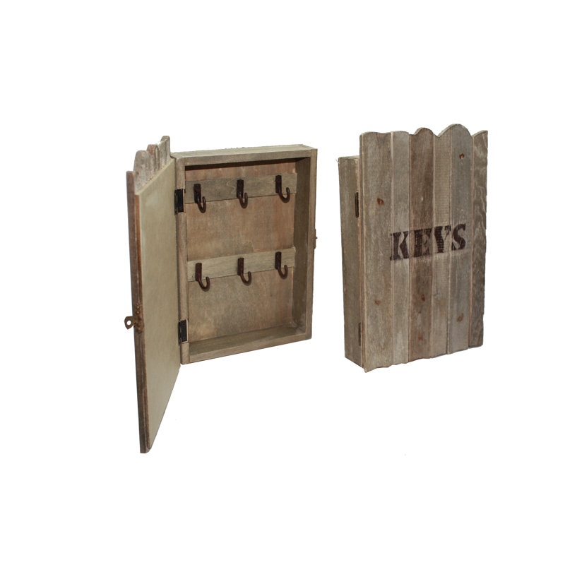 Solid Wood Wall Organizer with Key Hooks