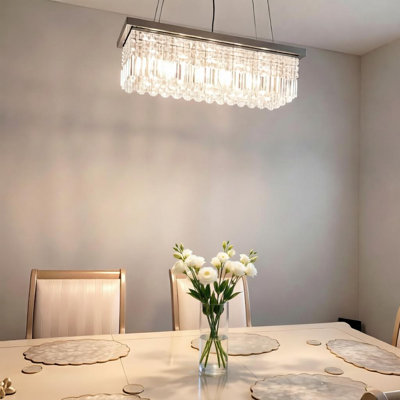 5-Light Hanging Crystal Chandelier Over Dining Table