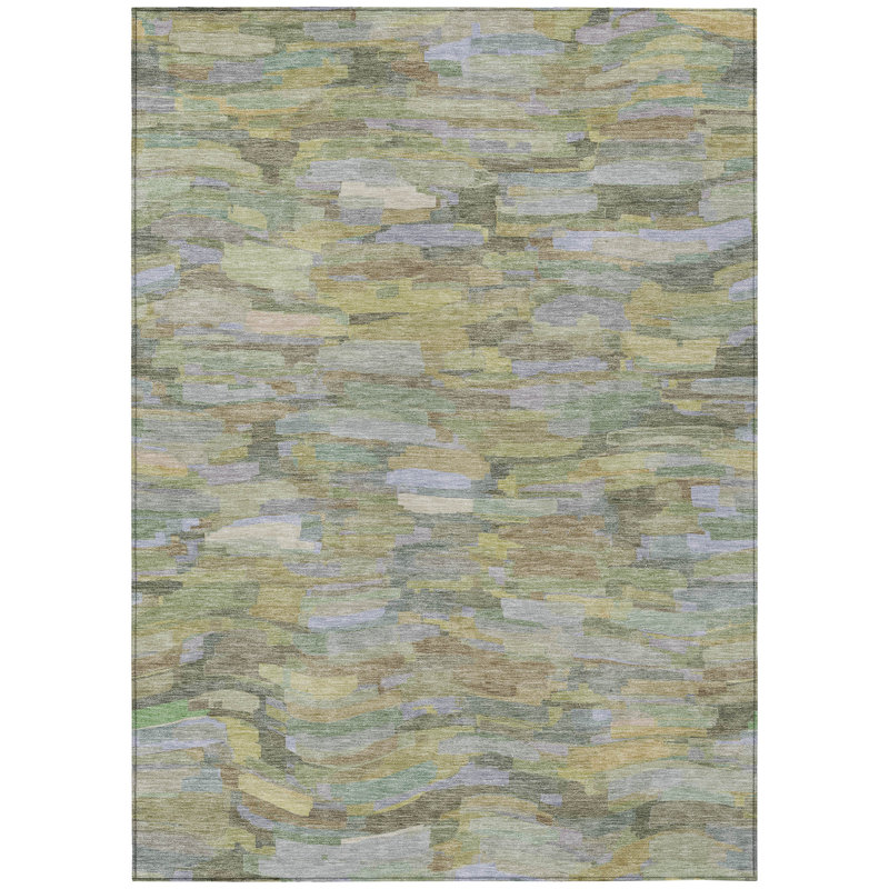 Machine Washable Indoor/Outdoor Huseby ACN2266 Stripes Rug, Rectangle 10' x 14'