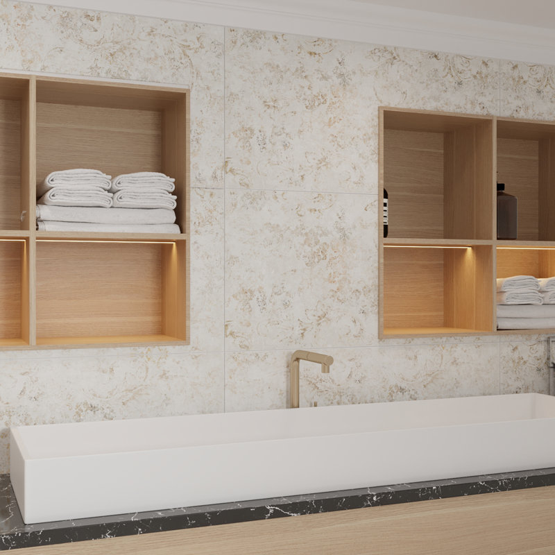 Pictura 23-1/2 In. X 47 In. Porcelain Floor And Wall Tile, White/Beige