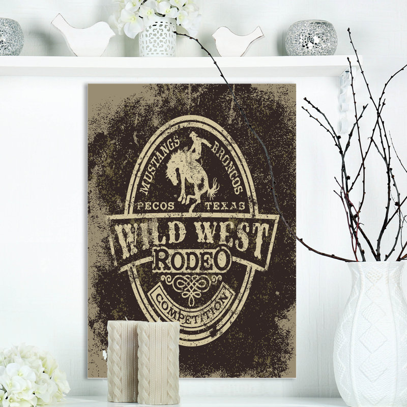 «Wild West Rodeo», reproduction d'art textuel, H 20 po x l 12 po x P 1po, Toile tendue