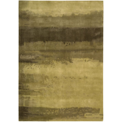 Wool Abstract Area Rug in Citrine/Brown