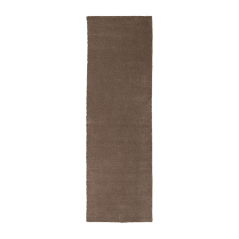 Solid Colour Wool Hand Woven Area Rug, Taupe, Runners 80 x 300 cm