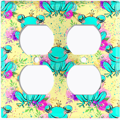 Princess Frog Green Crown Flower Yellow Animals 2 - Gang Combination Plate Standard Combination Wall Plate