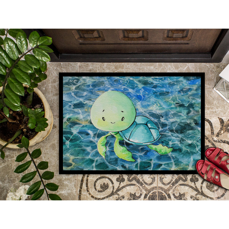 Tapis de porte extérieur anti-dérapant sea tortue Lebron, H 0,25 po x l 27 po x P 18 po