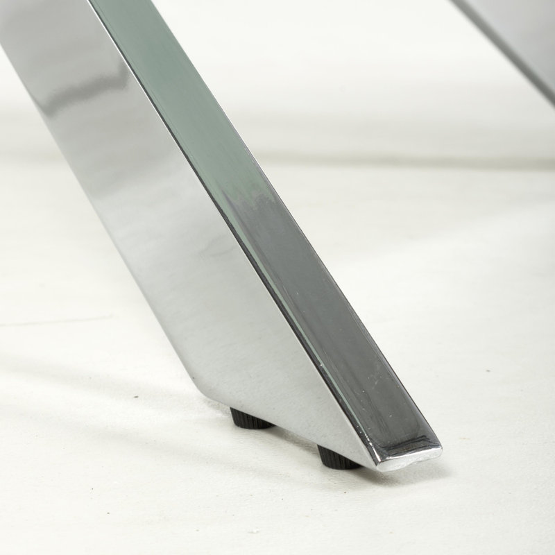 Daljeet Glass Top Metal Base Dining Table, Silver