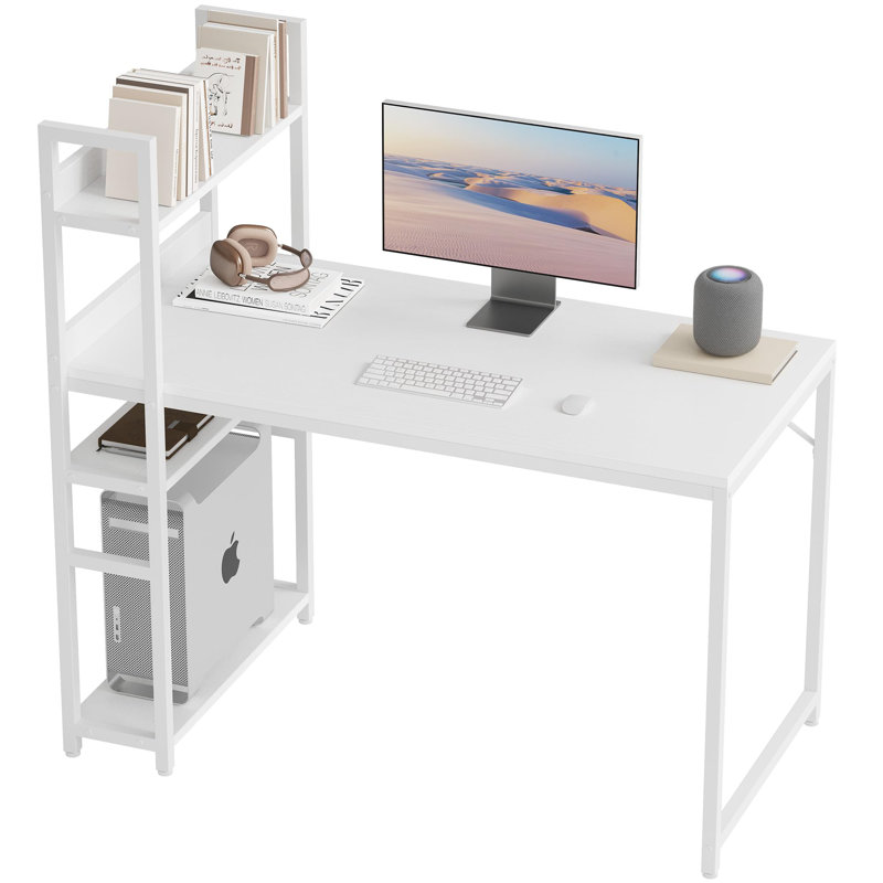Bureau d'ordinateur de 47 pouces de style minimaliste moderne, Blanc chaud