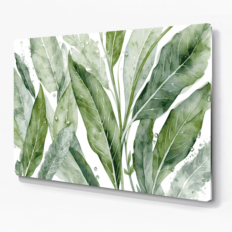 Art mural botanique vert sauge, H 240 po x l 288 po x P 0,05 po