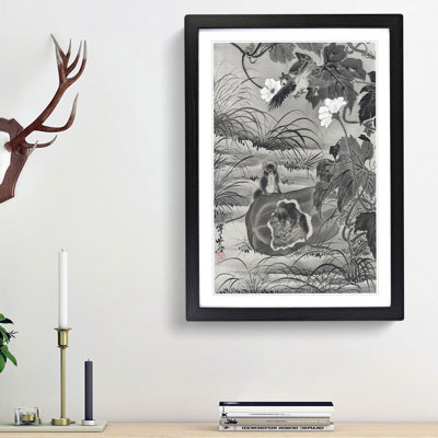 Bird and Mice by Kawanabe Kyosai - Framed Print