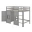 Solid Wood Twin Size Loft Bed With Built-In Storage Wardrobe And 2 Windows-159241220