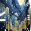 Horloge murale pointillisme bleu ciel céleste-608156002