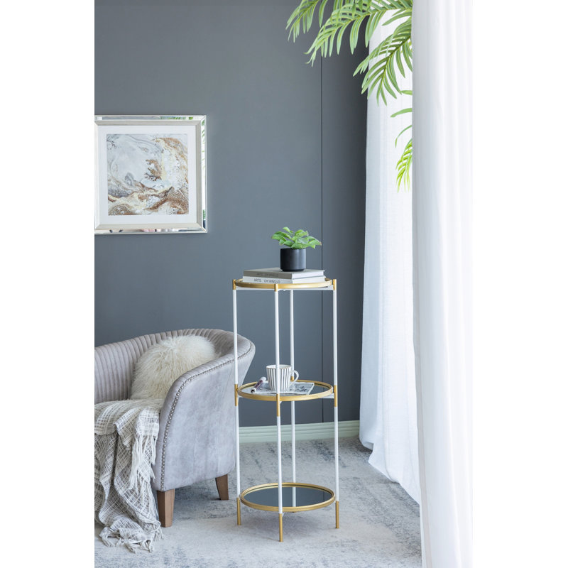 P 3 x D 39 x 39,5 po, luxueux blanc et or