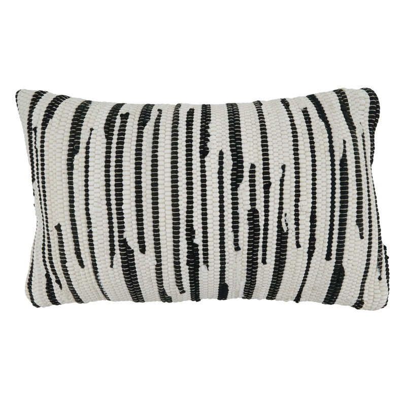 Black and White Zebra Chindi Cotton Blend Rectangular Throw Pillow