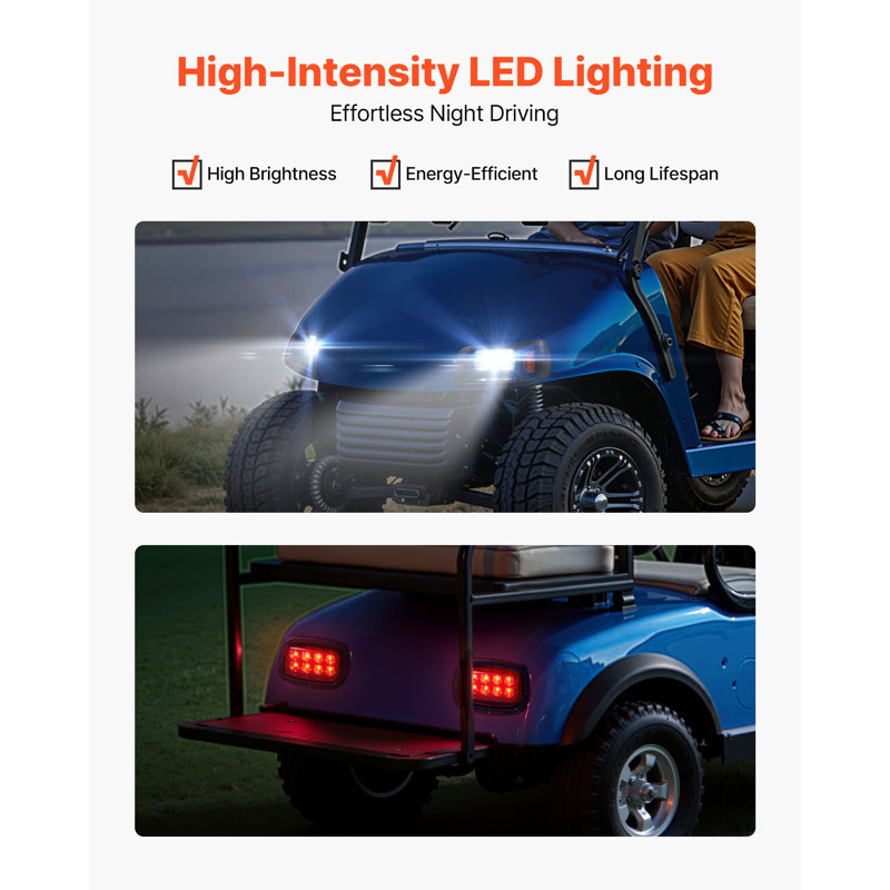 12 Volt Golf Cart LED Headlight Tail Light Kit For EZGO TXT 1996-2013 Models
