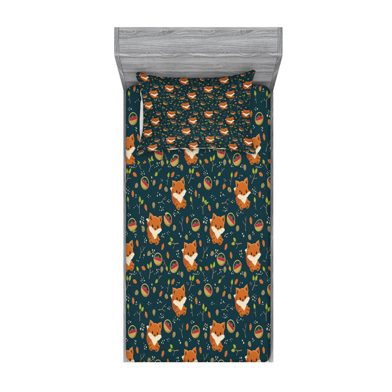 Microfiber Floral Sheet Set, Twin Sheet Set with Fitted Sheet