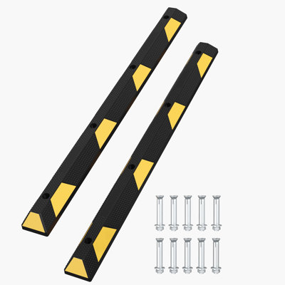 2 Pack 72‑Inch Heavy‑Duty Synthetic Rubber Parking Curb Wheel Stop, 90%+ Rubber Content, UV‑Weather Resistant with Mounting Nails for Driveways and Parking Lots
