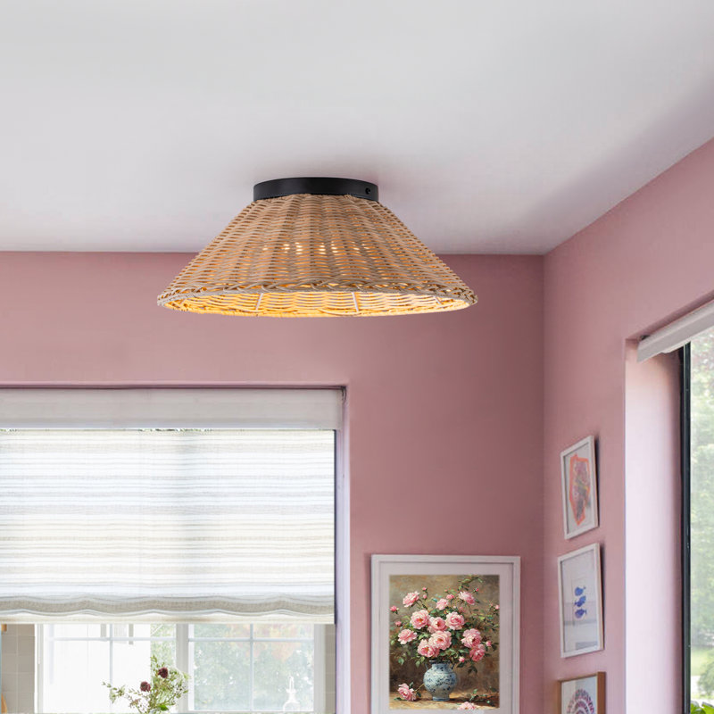 Rattan LED Flush Mount