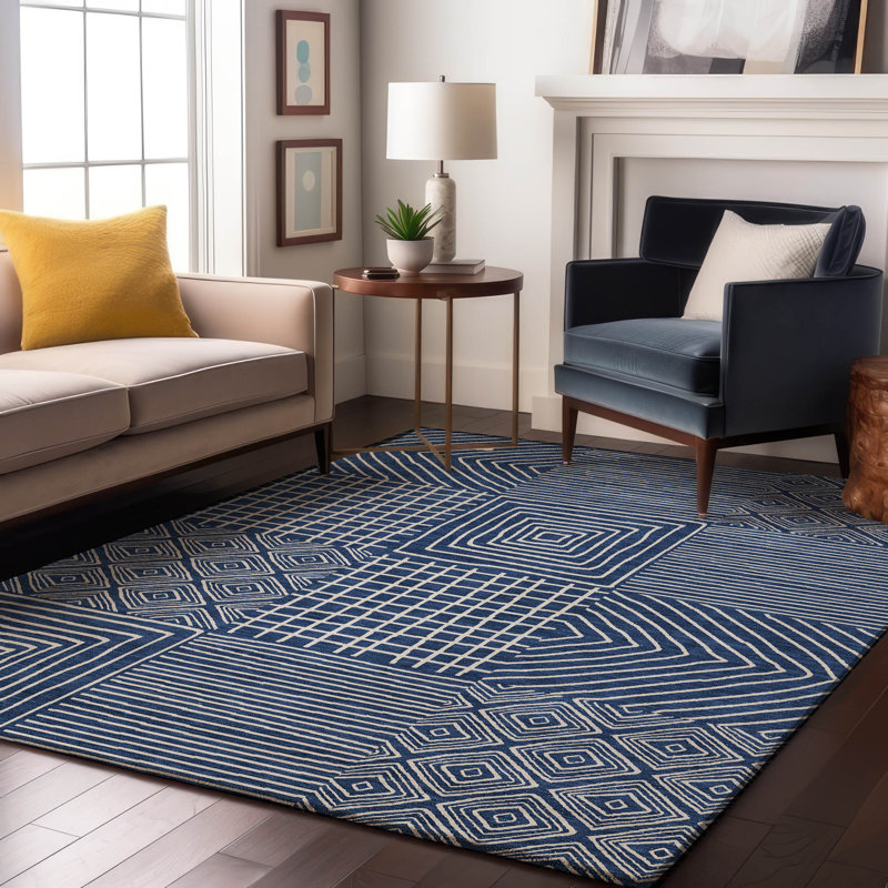 Premium Machine Washable Corry AMF1044 Geometric Rug, Rectangulaire 8 pi x 10 pi