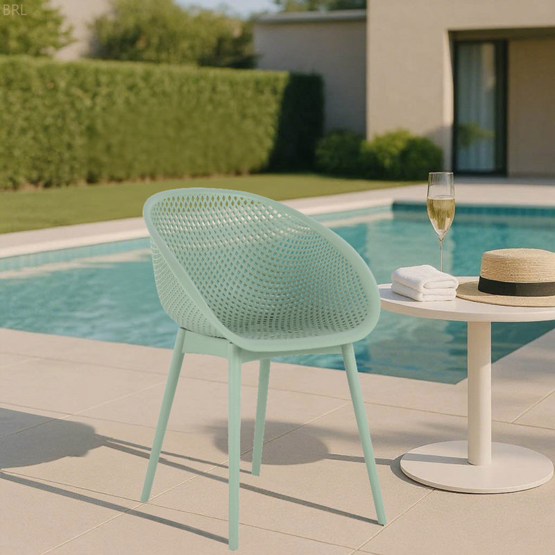Ensemble de 2 chaises longues modernes - Plastique PP intérieur / extérieur toutes saisons, léger pour patio, plage, salon