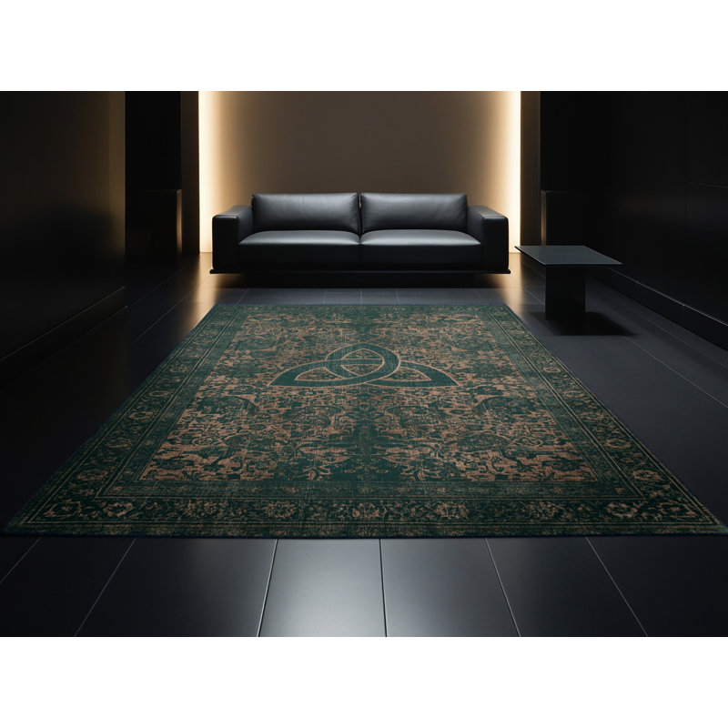 Soft Plush Fedele St Patties Modern & Contemporary Abstract Area Rug in Blue – Navy Binding, 3x5