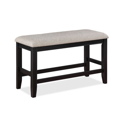 Farmhouse Style 1Pc Counter Height Bench Footrest Upholstered Seat Wooden Furniture